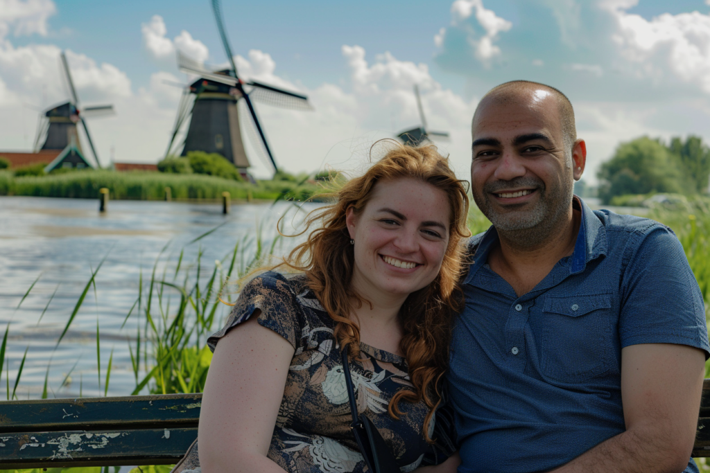 Manen vrouw voor molen
