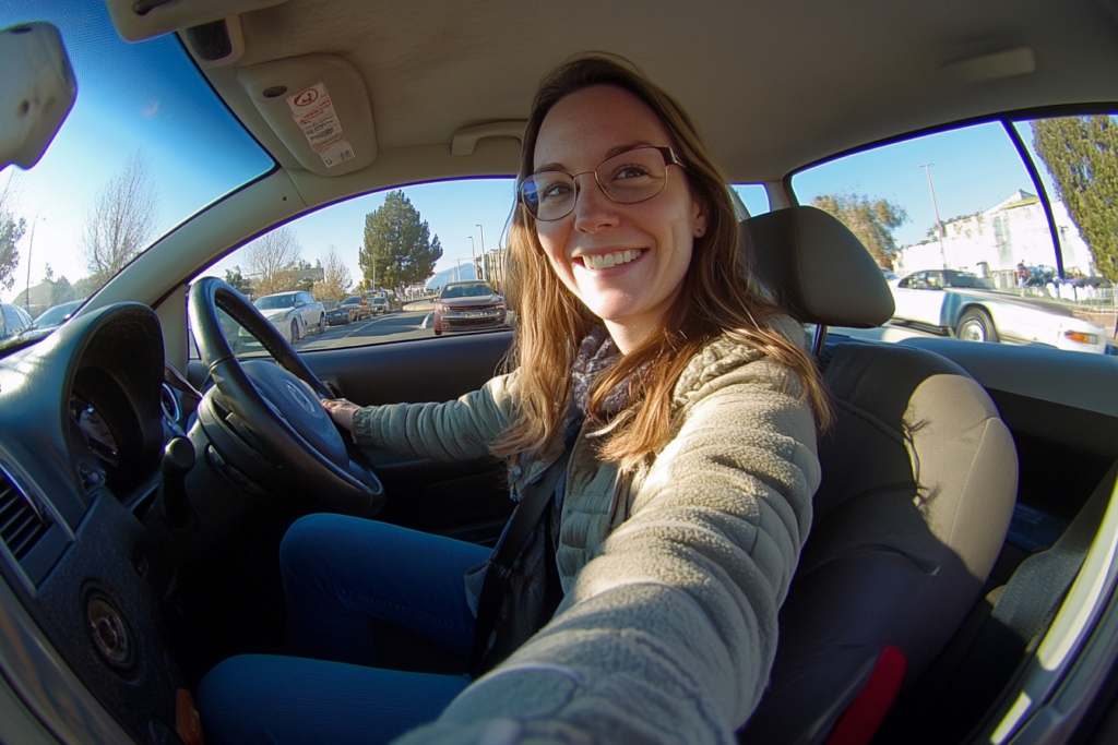 Vrouw rijdt auto
