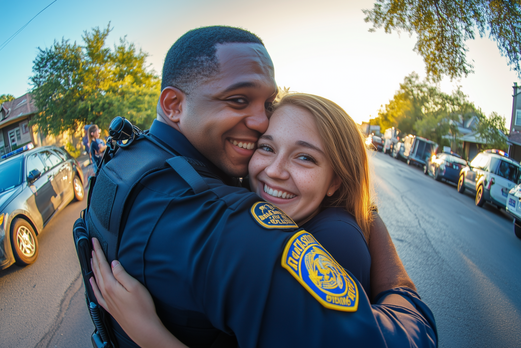 webredactie stimulansz fish eye view a police officer embracing 0b4aad05 5cc8 411d 973d f0b842c6145e