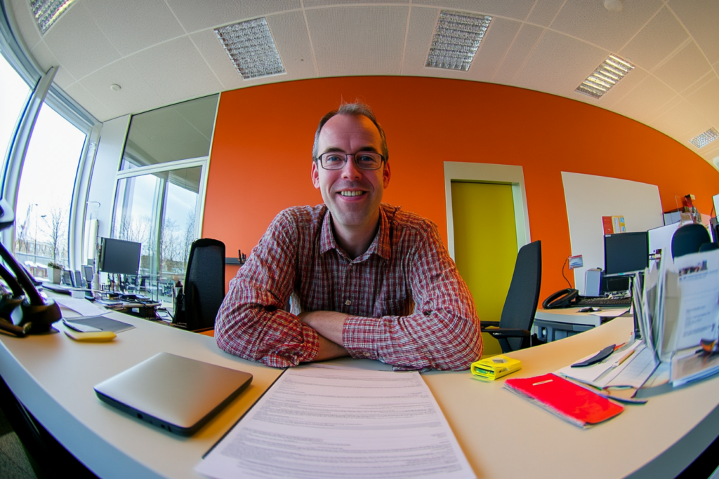 Man met bril achter bureau